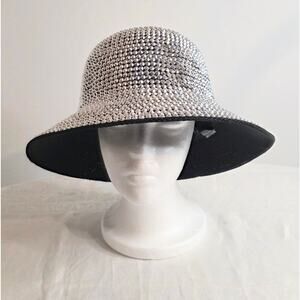 Something Special Silver Studded Women's Bucket Hat Black Polyester Inside
